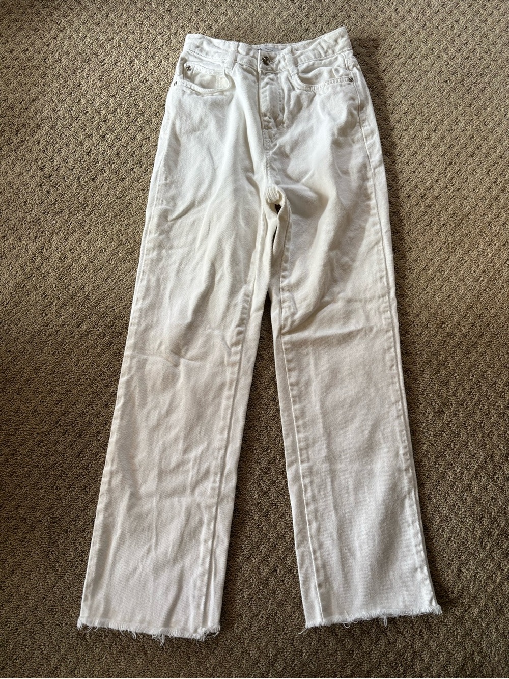 ZARA Women’s High Waisted Straight Leg White Jeans